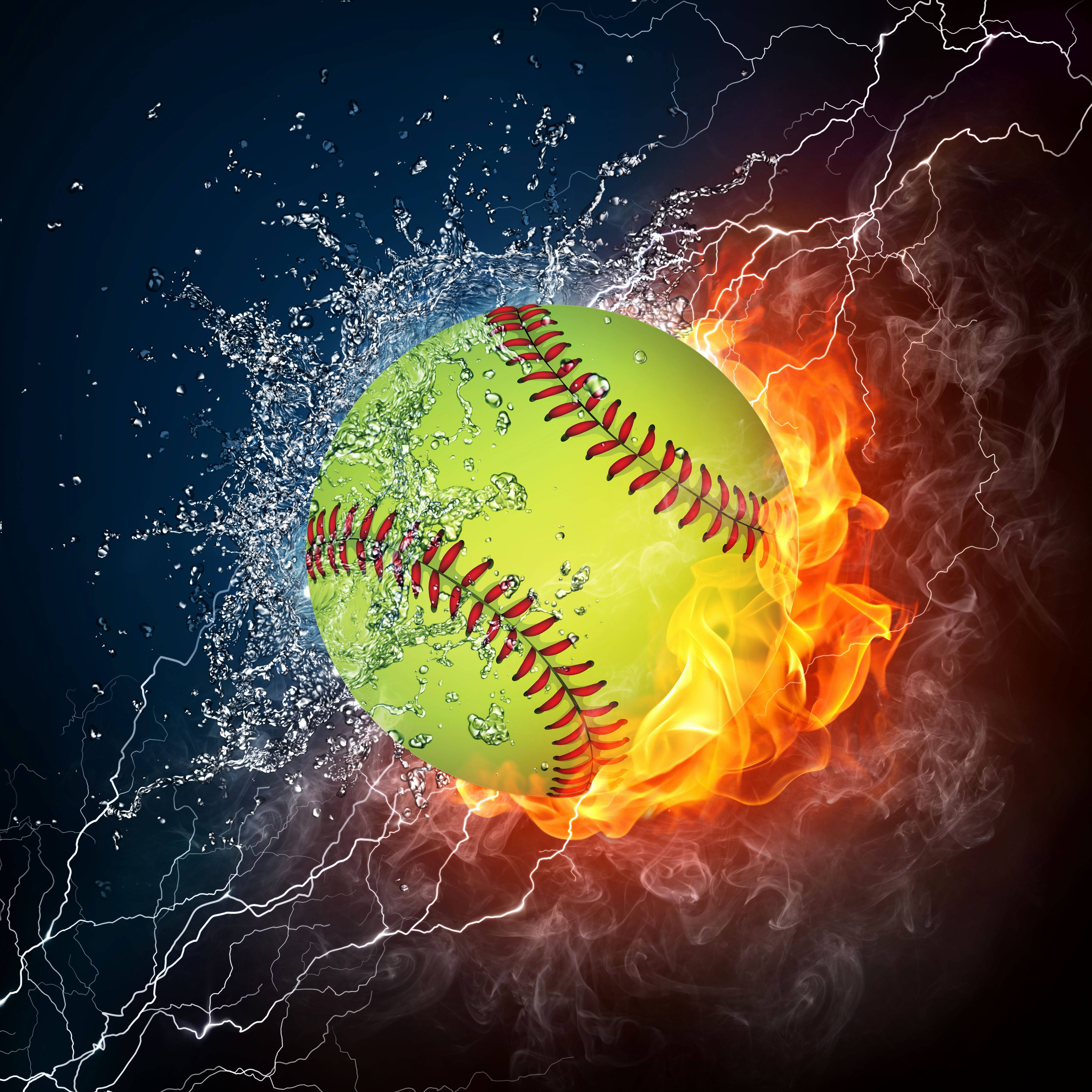 Sóftbol impresionante de fuego y agua Fondos de pantalla