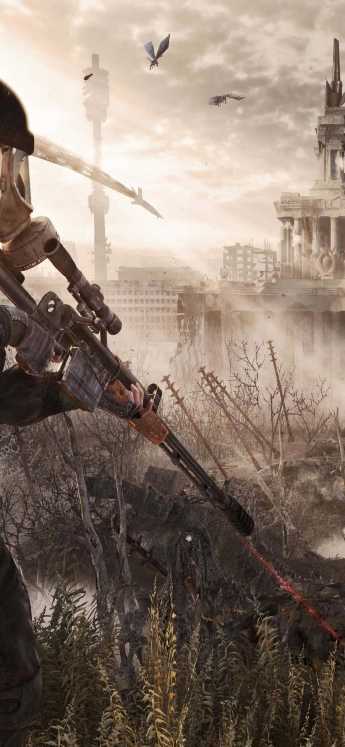 Soldado Caminando Hacia el Pueblo Fondo iPhone X Metro Last Light Fondos de pantalla