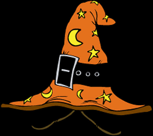 Sombrero de bruja de caricatura con estrellas y luna Fondos de pantalla