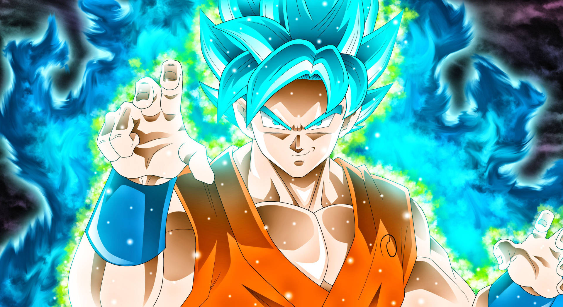 Fondo de pantalla de Goku ardiente y listo para pelear.