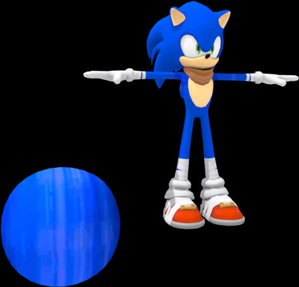 Sonic_ Personaje_ Posando_con_ Esfera_ Azul Fondos de pantalla