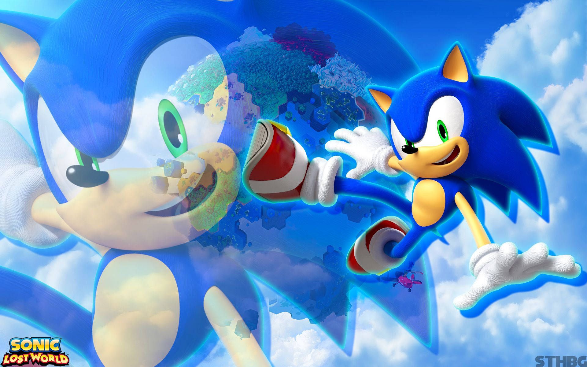 Fondo de pantalla del dinámico erizo azul Sonic en el juego Sonic Lost World.