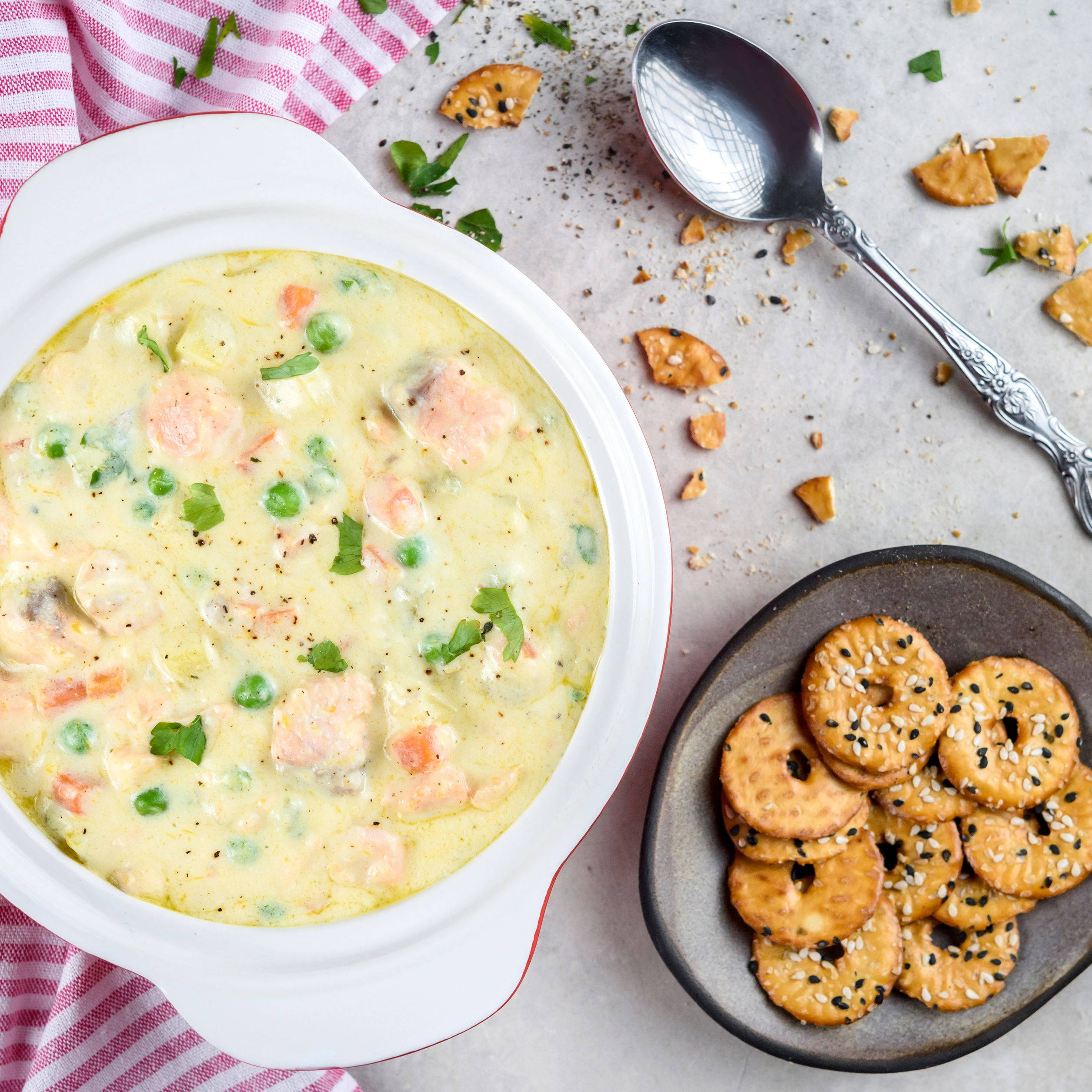 Sopa de salmón cremosa Fondos de pantalla