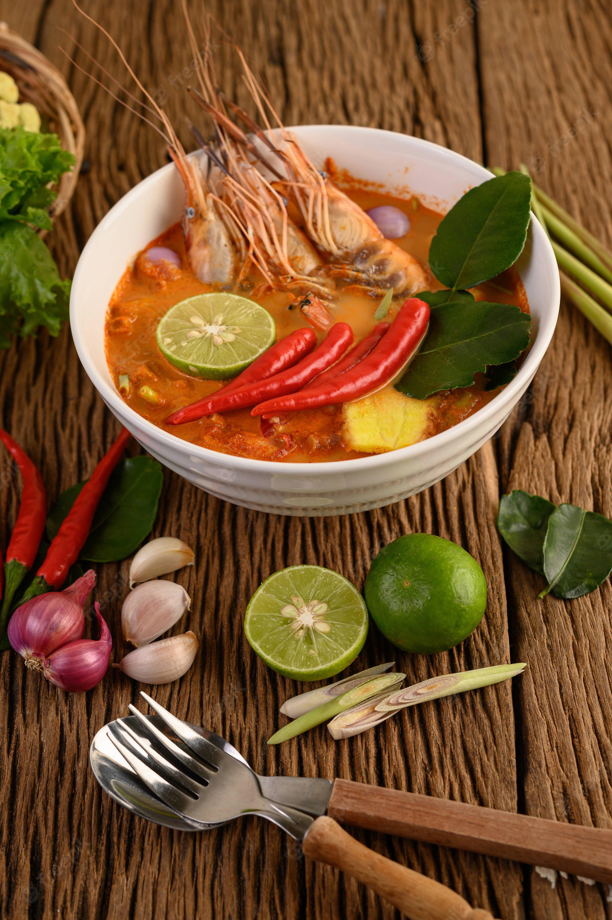 Sopa picante Tom Yum con camarones Fondos de pantalla