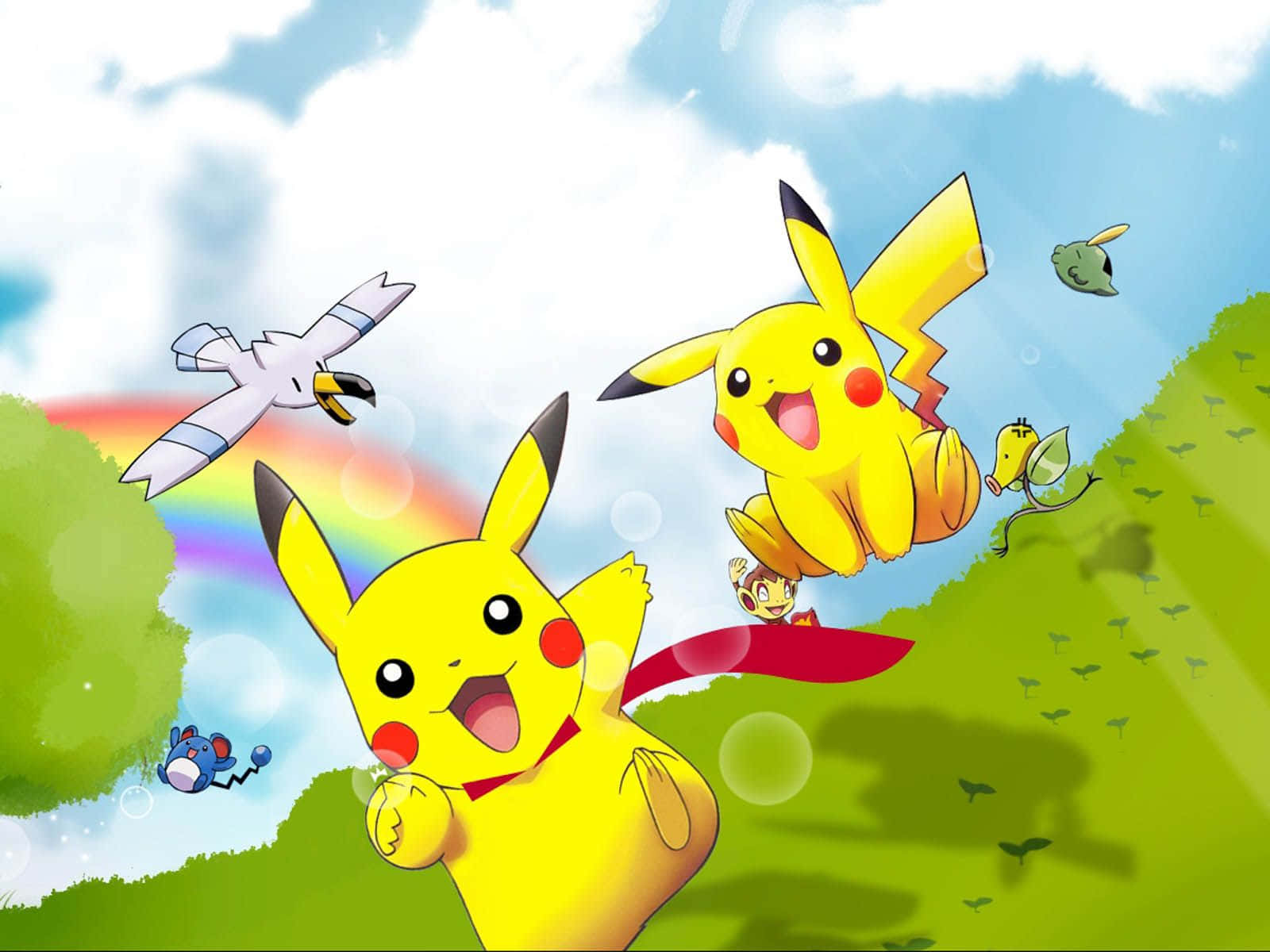 Sosteniendo un Pikachu contra un cielo rosado Fondos de pantalla
