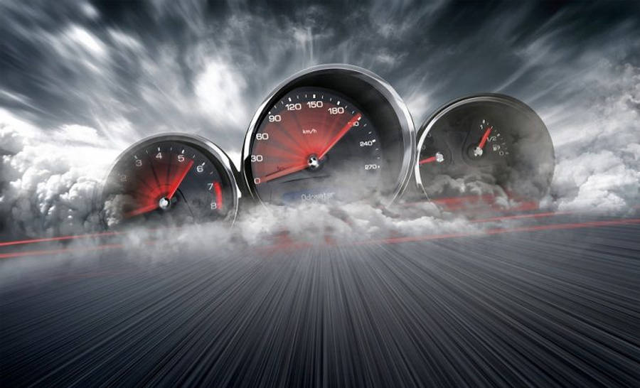 Speedtest de Velocidad de Internet con Velocímetro en la Carretera Fondos de pantalla