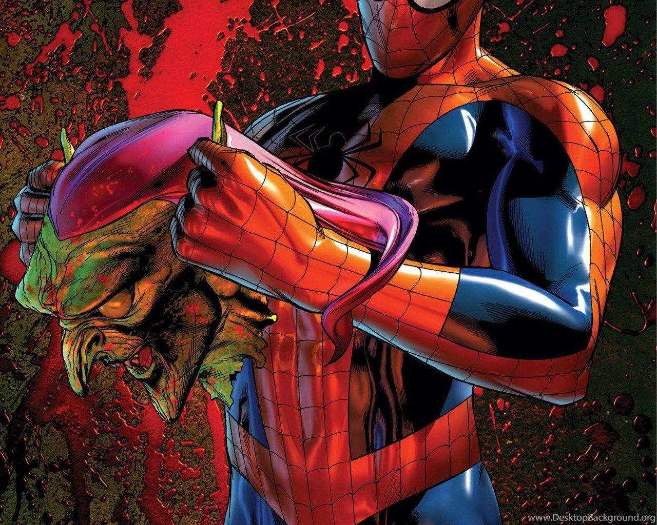 Fondo de pantalla de Spiderman con máscara de Green Goblin