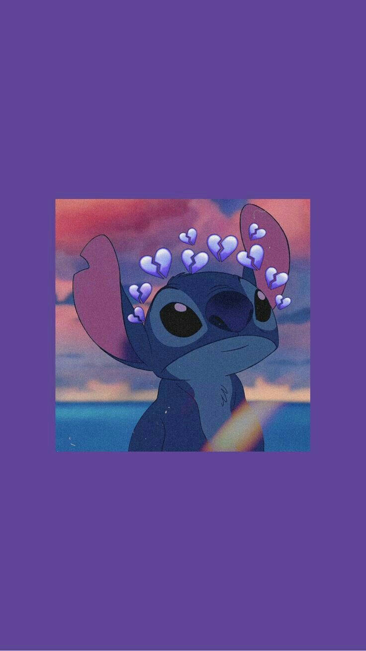 Stitch caricatura estética con corazón roto Fondos de pantalla