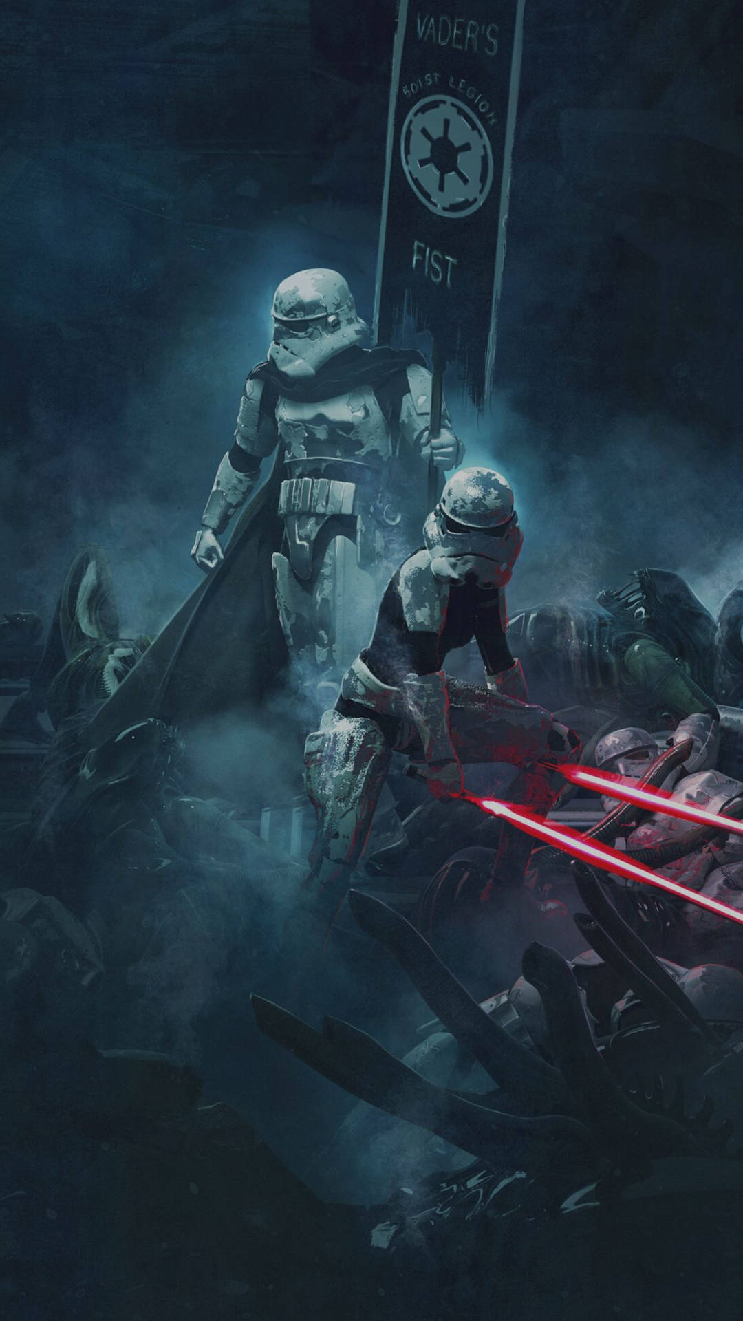 Fondo de pantalla de Star Wars de un Stormtrooper en una batalla en el espacio exterior