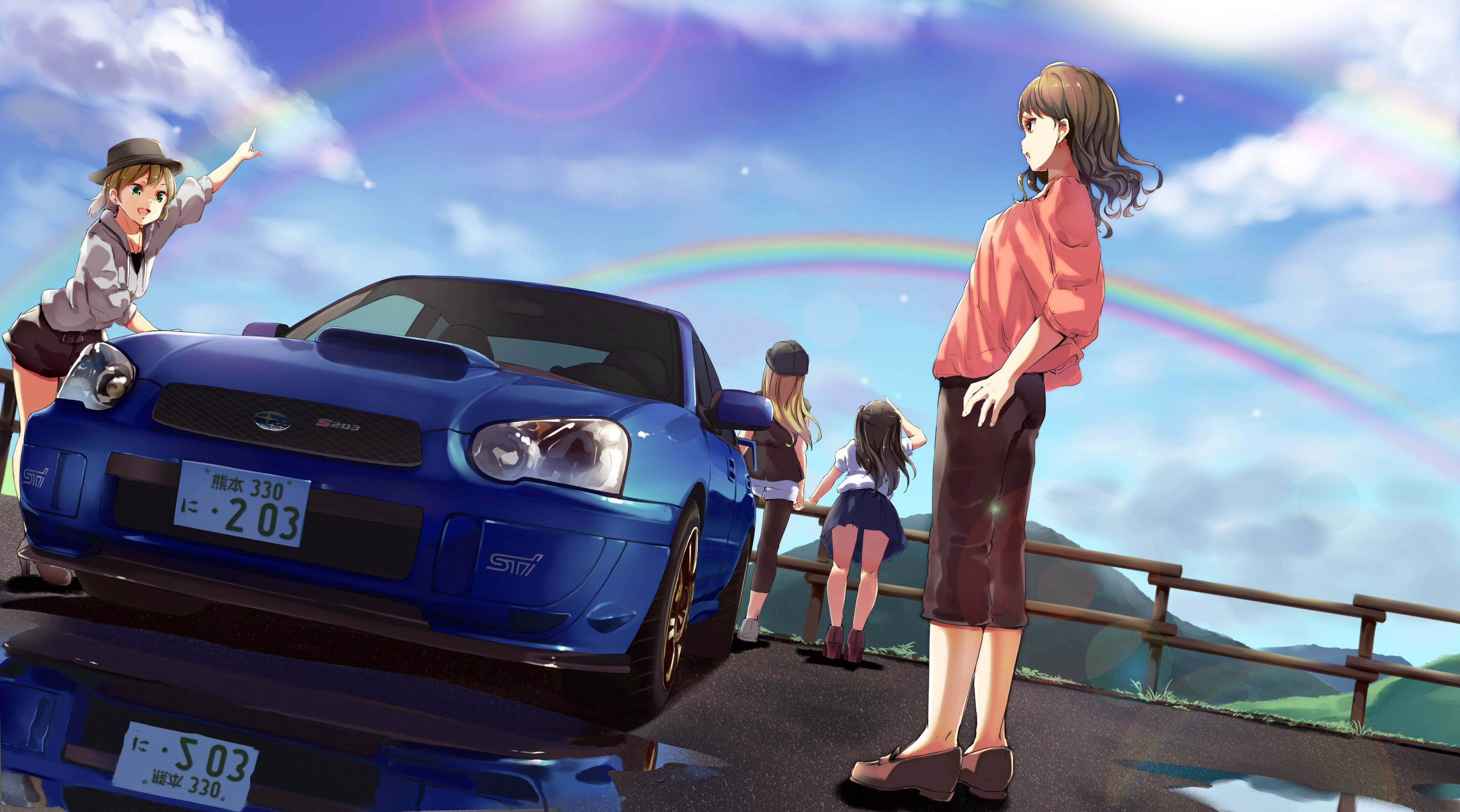 Subaru WRX al Estilo Anime en Acción de Derrape Fondos de pantalla