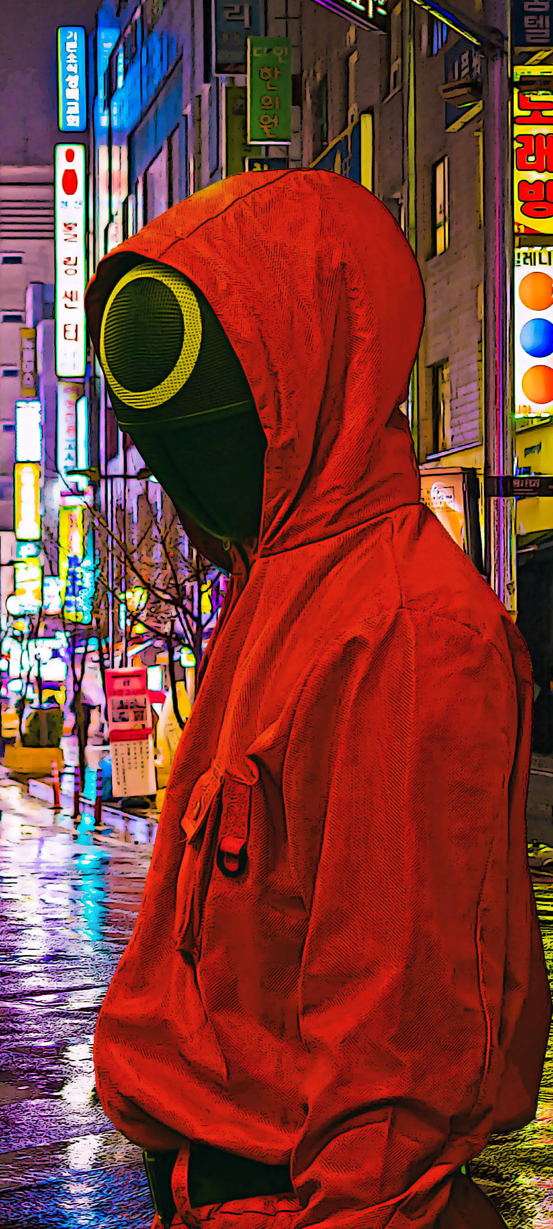 Sudadera Roja y Máscara Negra de Squid Game Fondos de pantalla