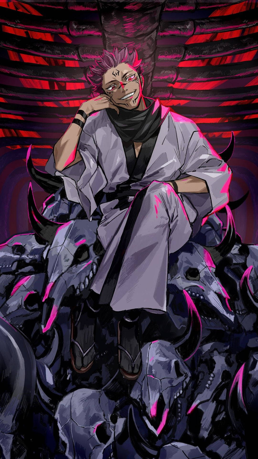 Sukuna amenazante Jujutsu Kaisen iPhone Fondos de pantalla