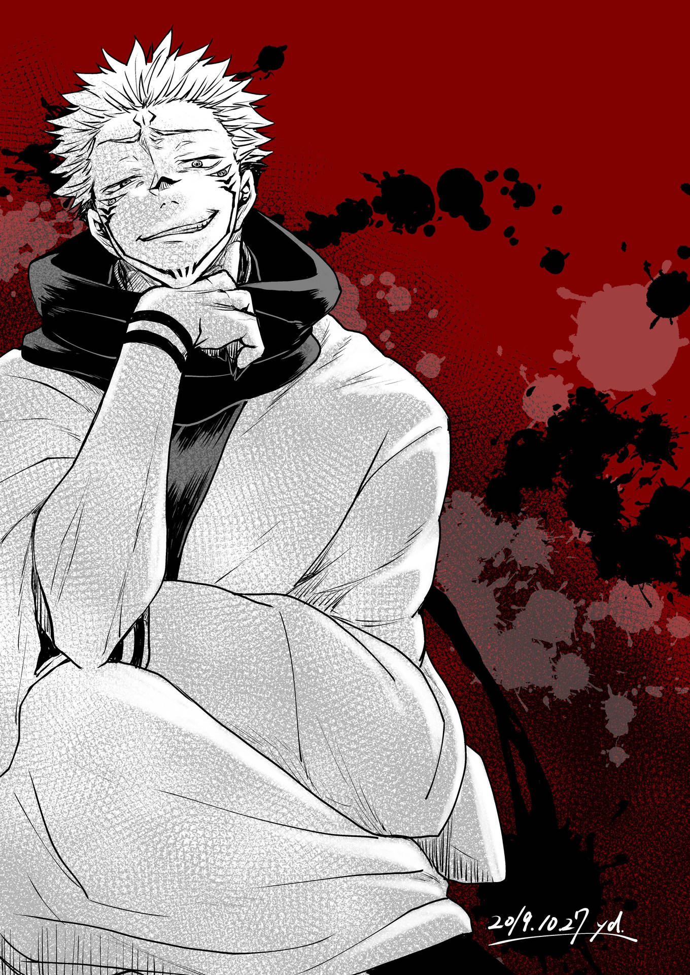 Fondo de pantalla de anime de Sukuna sonriente en Jujutsu Kaisen