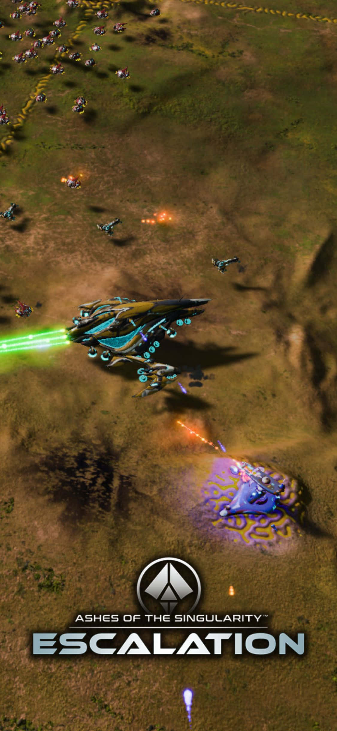 Sumérgete en el intenso juego de estrategia sci-fi Ashes of the Singularity Escalation en el iPhone X Fondos de pantalla