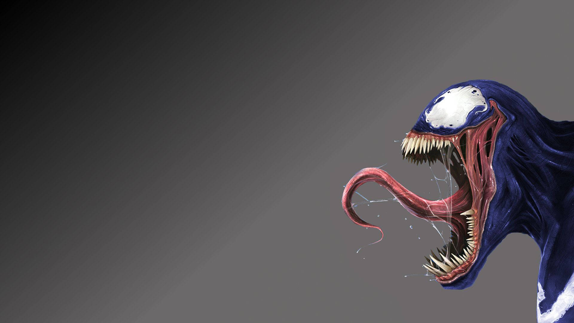 Villano de Marvel, Venom, mostrando sus dientes afilados y su larga lengua.