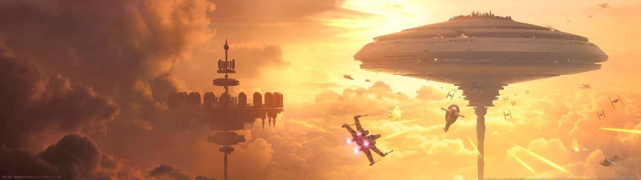 Sumérgete en Star Wars Battlefront Bespin con Pantalla Dual Fondos de pantalla