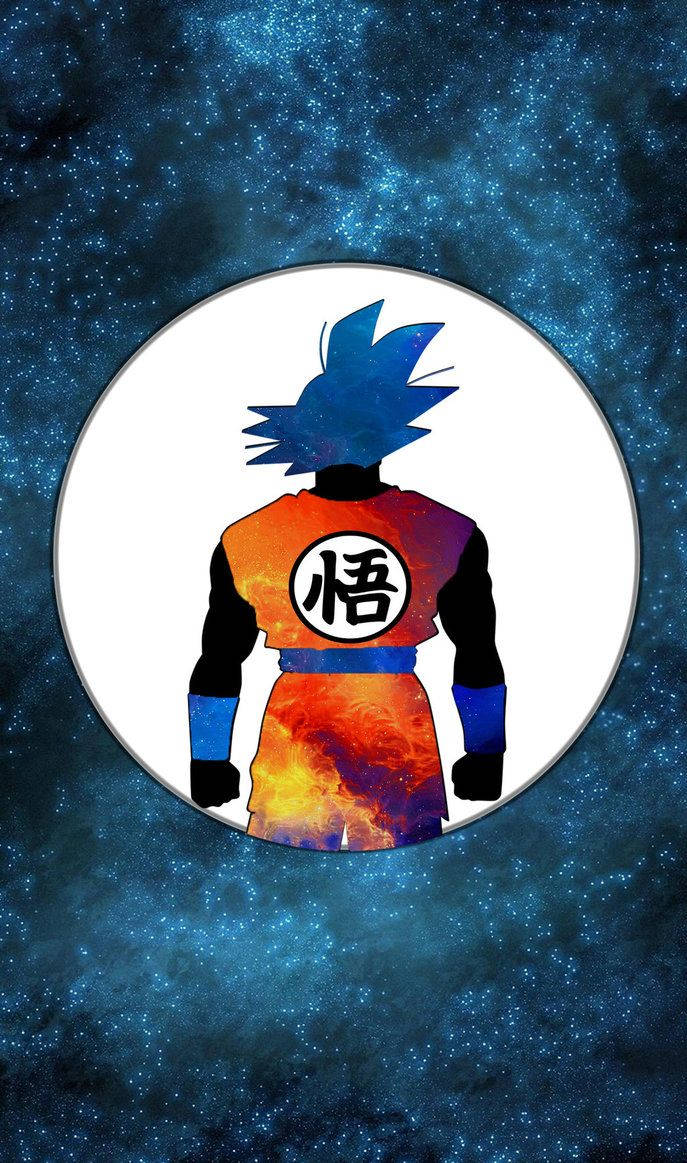 Fondo de pantalla de Goku en estado normal contra un fondo galáctico. — Goku Fondos de pantalla