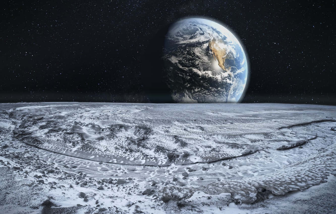 Superficie de la Luna con Cráteres y Vista de la Tierra Fondos de pantalla