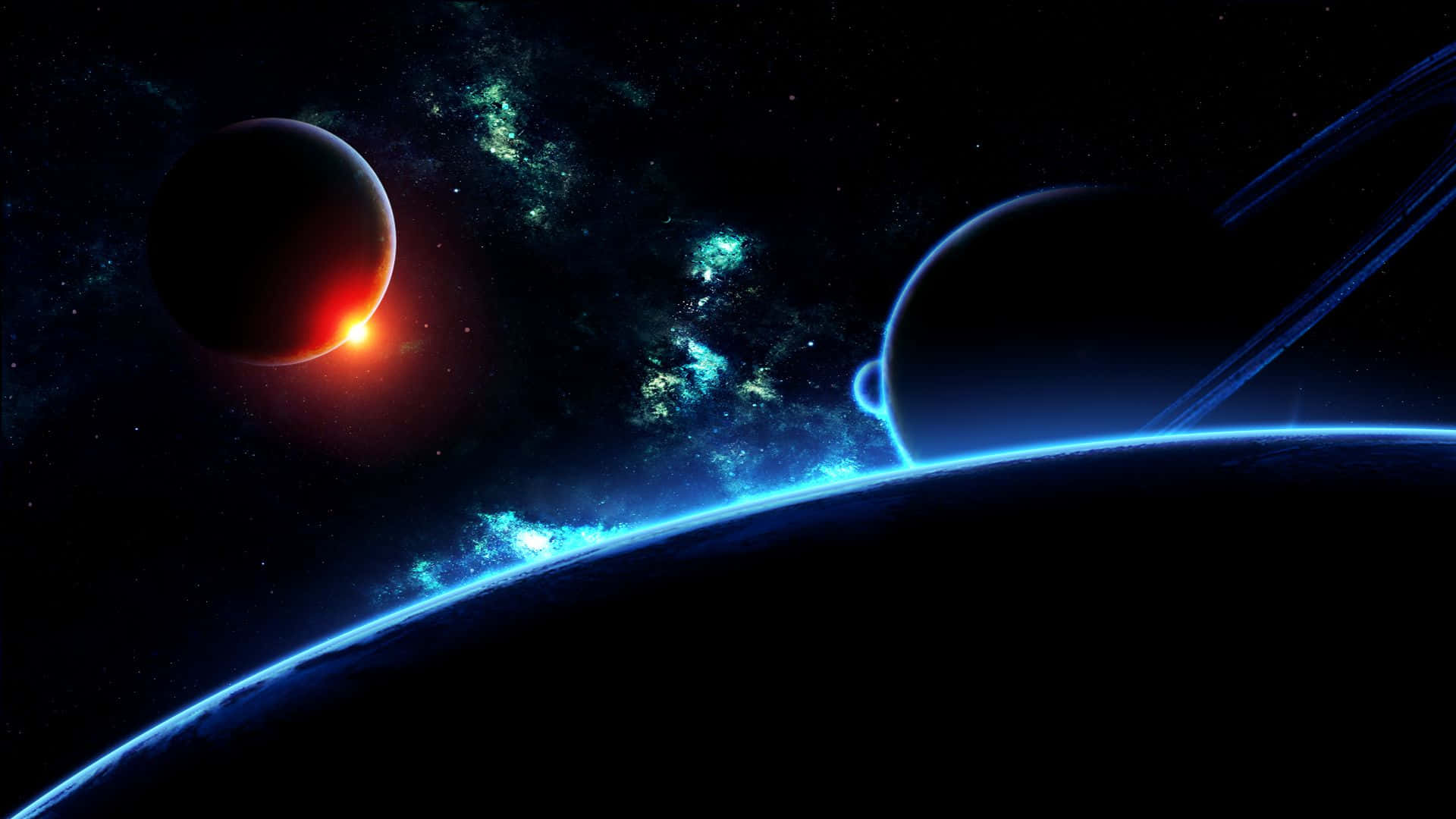 Superficie de Planeta Brillante en el Espacio Oscuro Fondos de pantalla