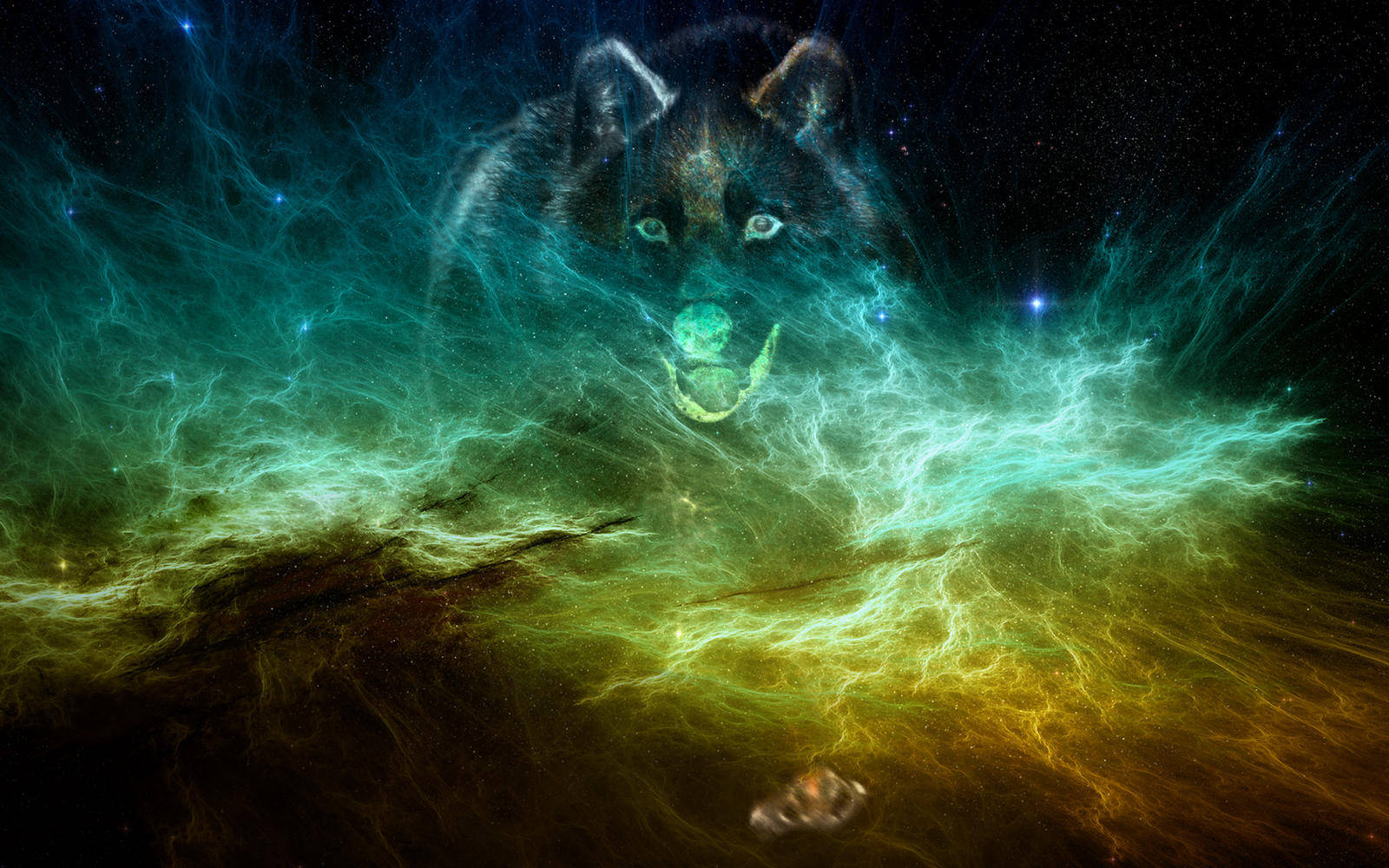 Supernova Galáctica Genial con Lobo Corriendo Fondos de pantalla
