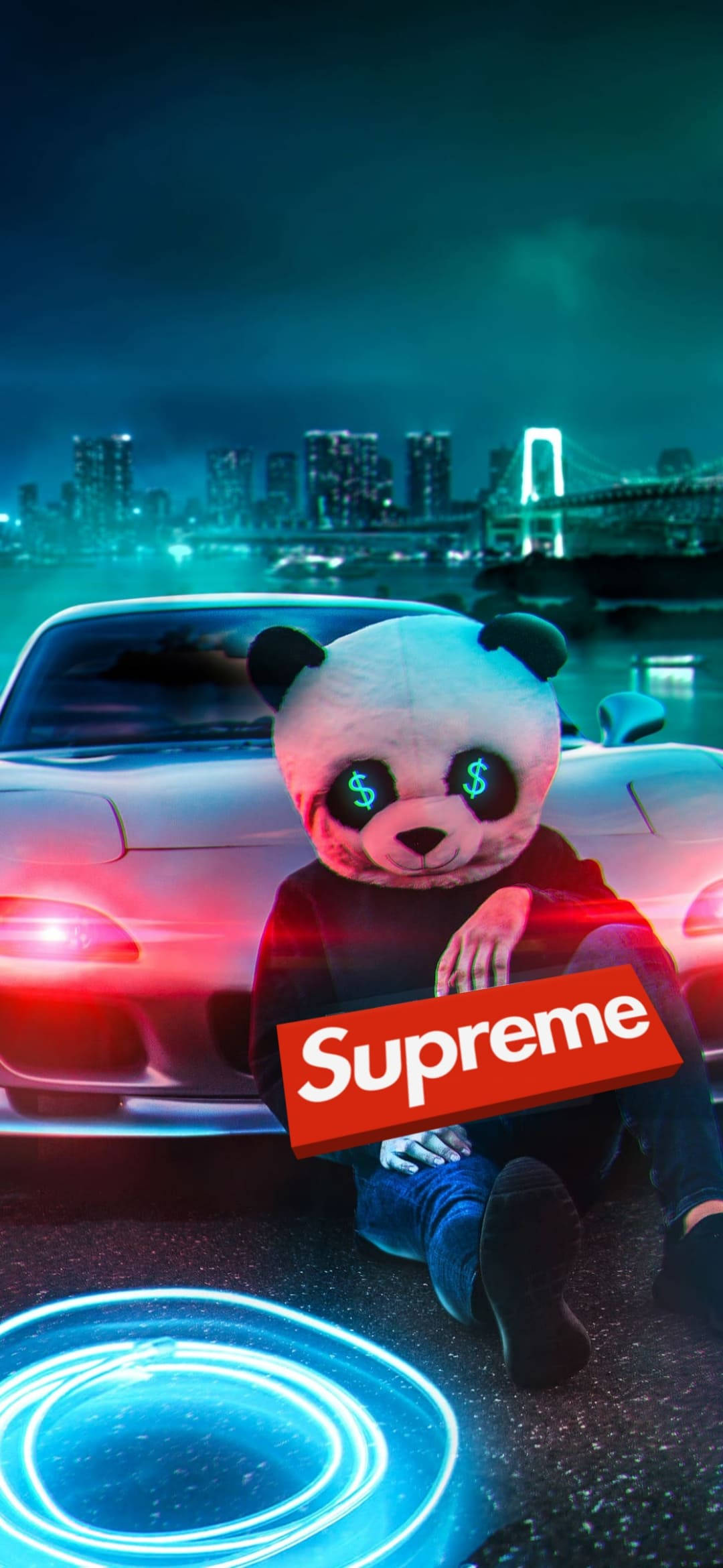Supreme Rojo Épico con Panda Fondos de pantalla