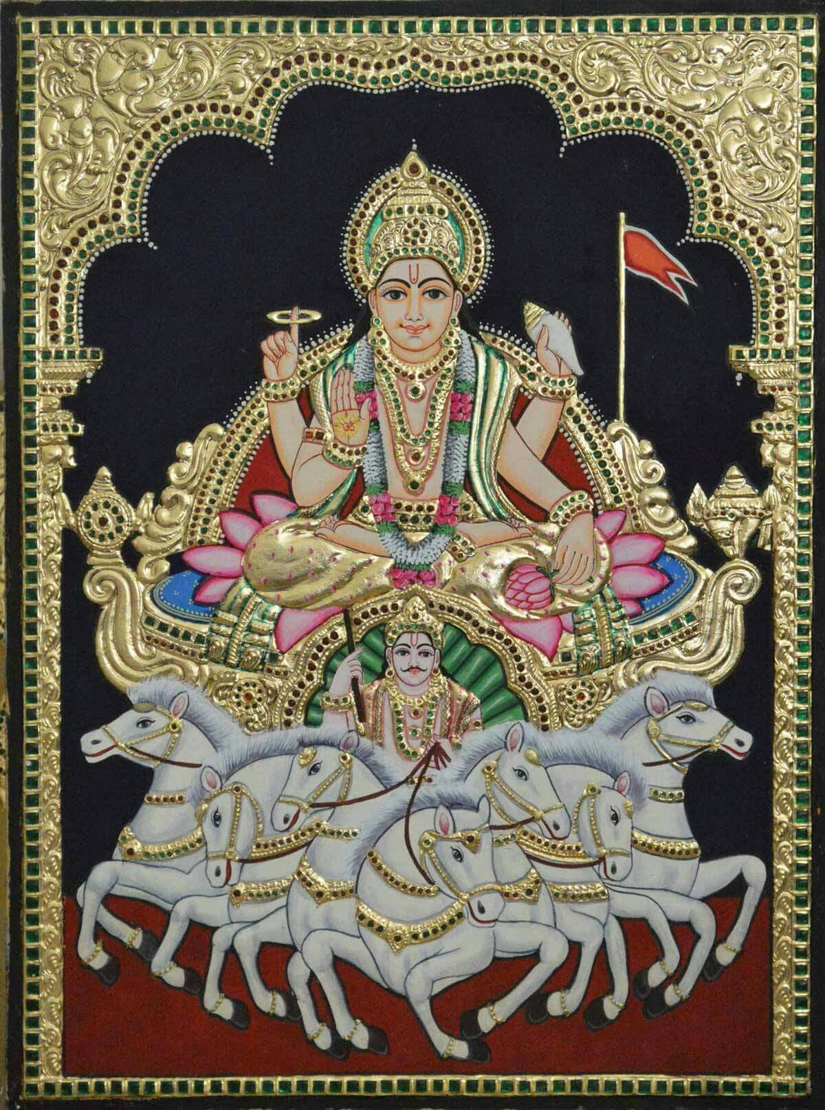 Surya Bhagwan con marco intrincado Fondos de pantalla