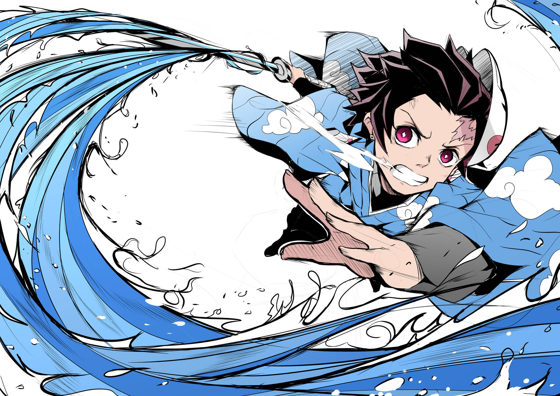 Fondo de pantalla 4k de Tanjiro Blanco de Demon Slayer