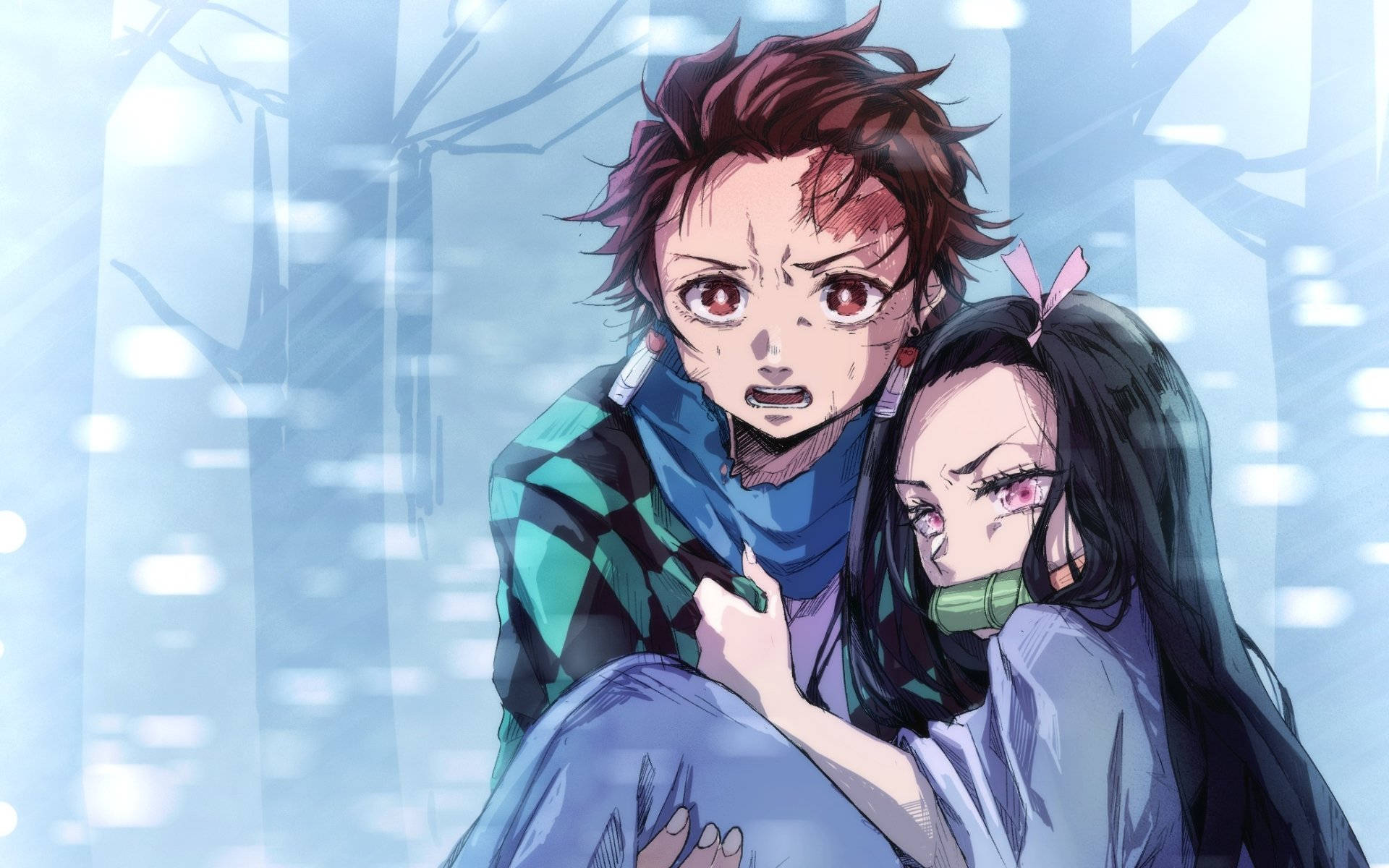 Tanjiro Cargando a Nezuko Fondos de pantalla