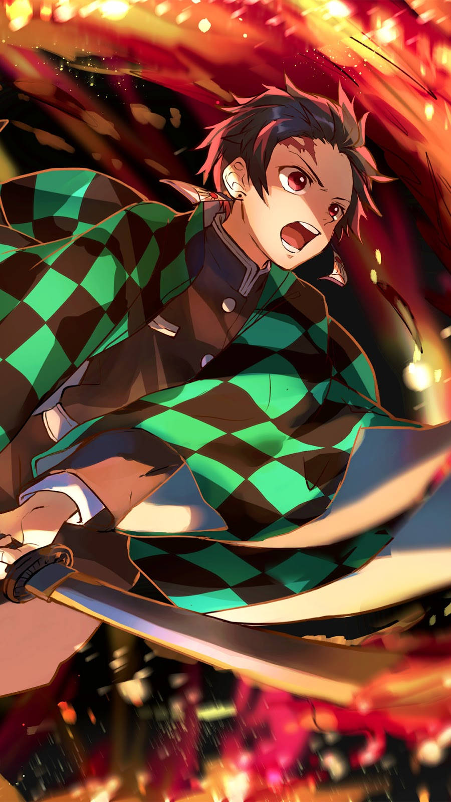 Tanjiro con espada Demon Slayer para iPhone Fondos de pantalla