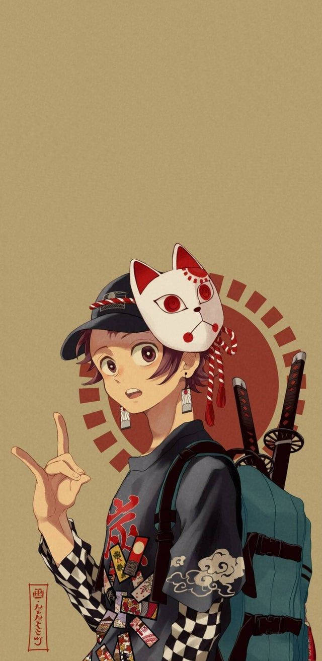 Tanjiro señal de paz Demon Slayer iPhone Fondos de pantalla