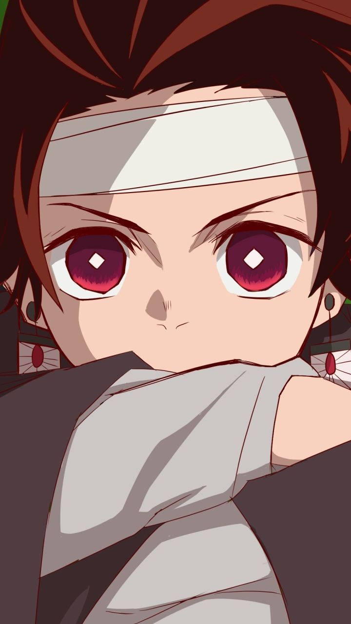 Fondo de pantalla de Demon Slayer de Kamado Tanjiro con una venda en la frente. — Demon Slayer Fondos de pantalla