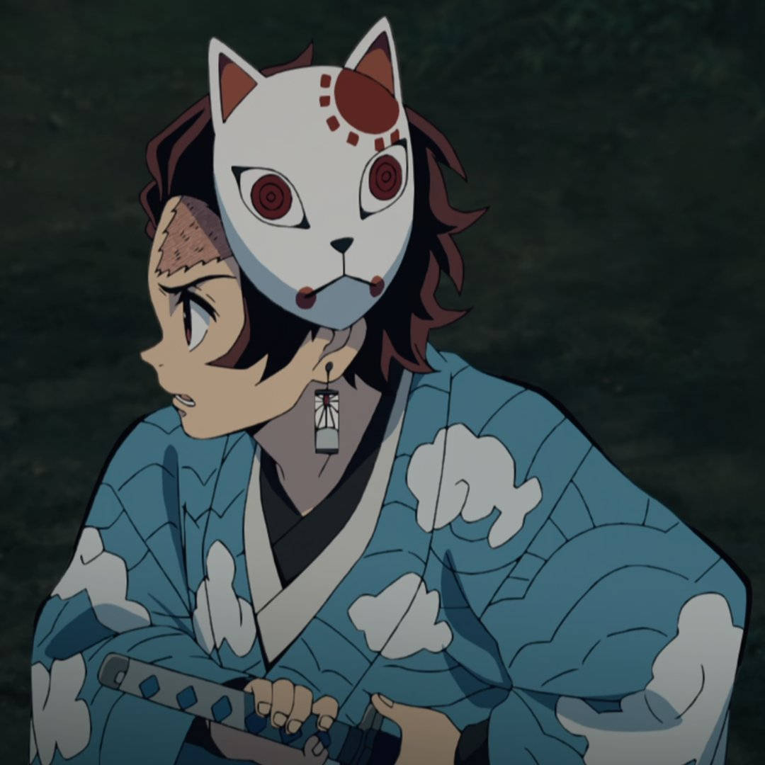 Tanjiro usando la máscara de Demon Slayer Fondos de pantalla