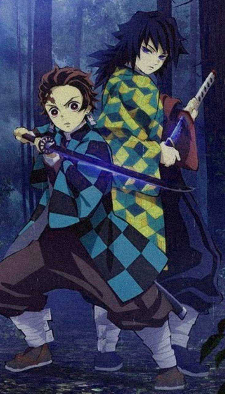 Tanjiro y Giyu Demon Slayer iPhone Fondos de pantalla