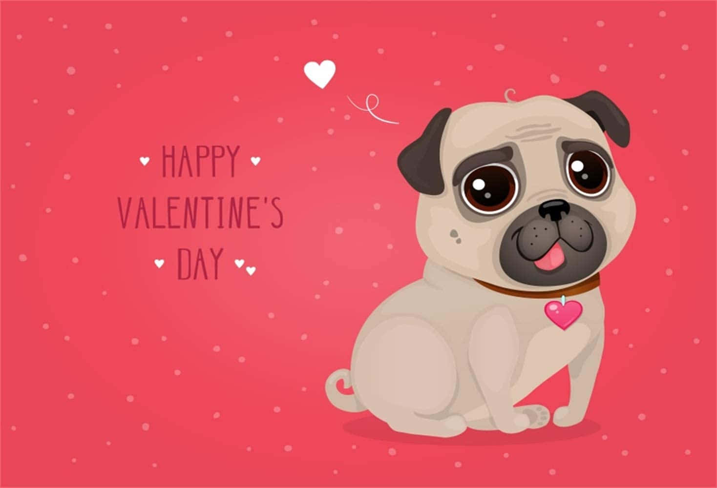 tarjeta del día de San Valentín con un perro pug Fondos de pantalla