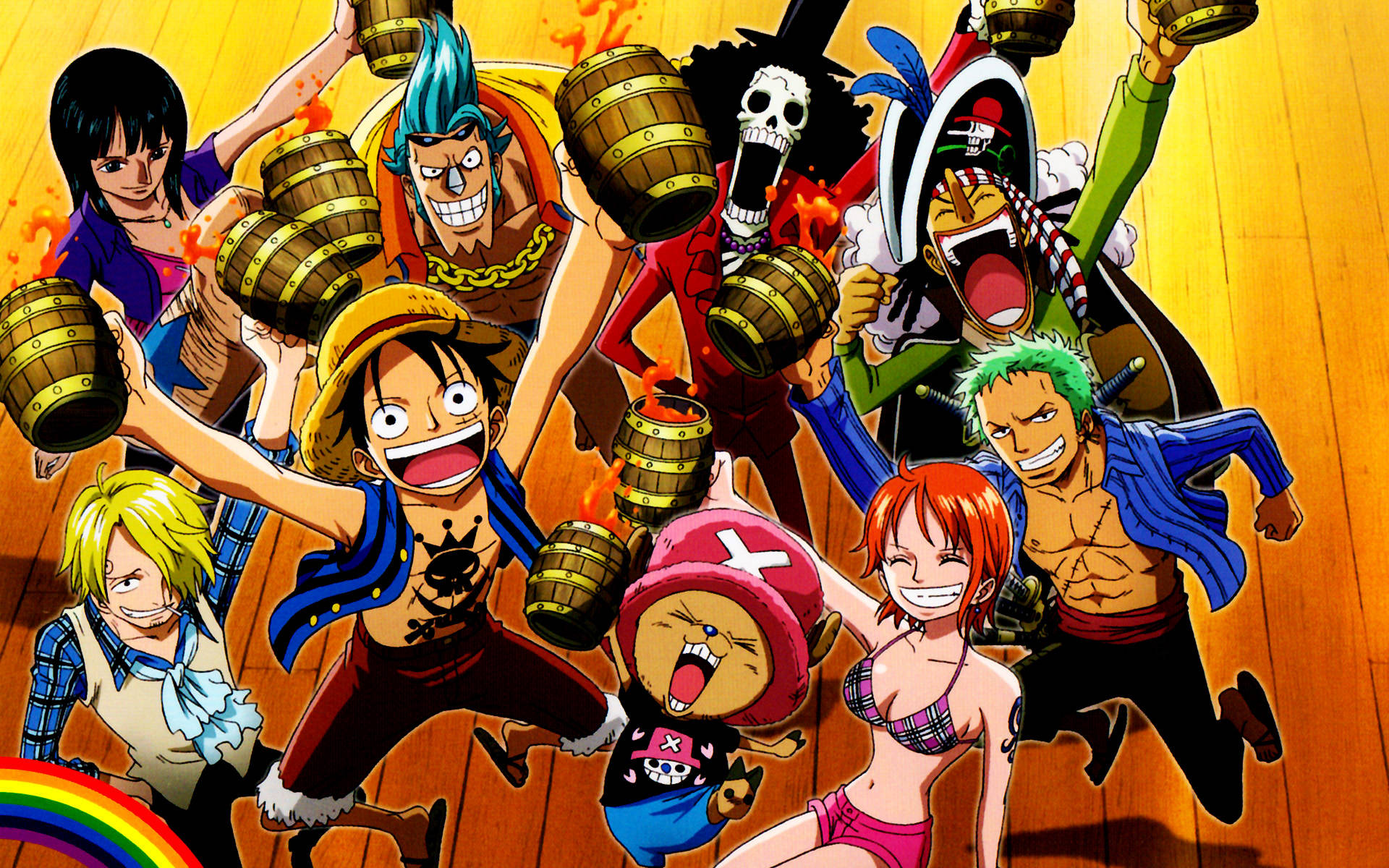 Tazas de Barril de Madera de One Piece 4K Fondos de pantalla