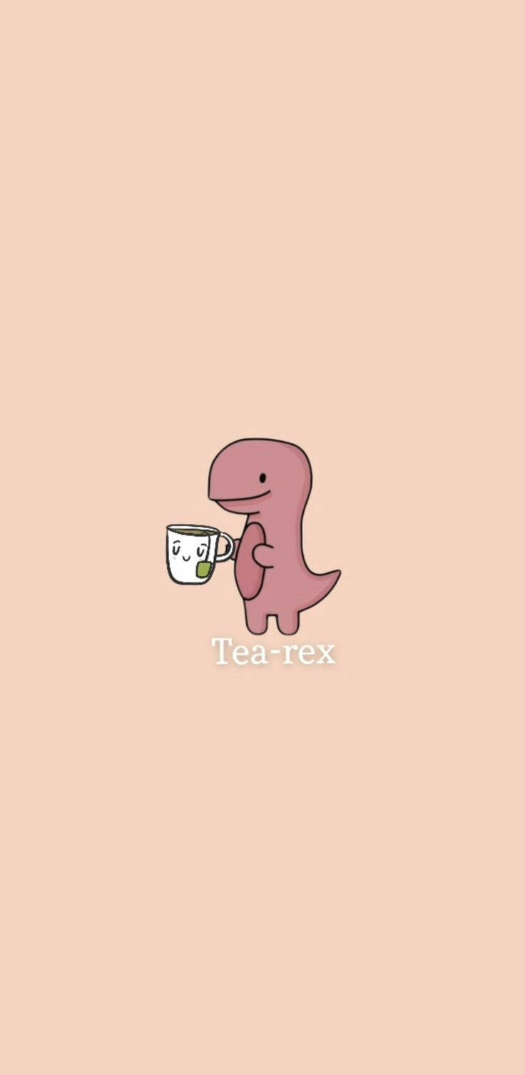 Tea-rex Dino Kawaii para iPhone Fondos de pantalla