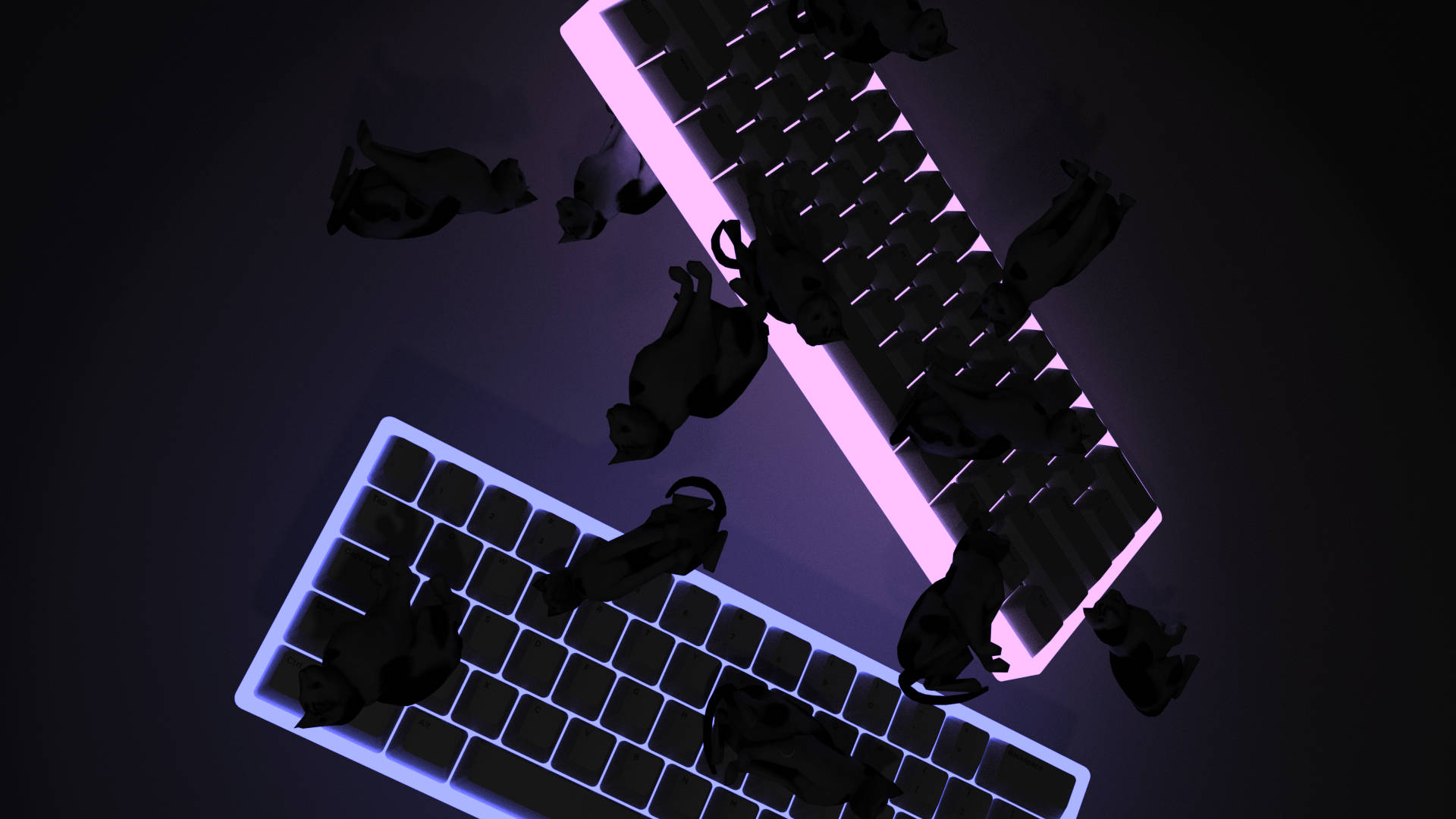Teclado Estético con Gatos 3D Fondos de pantalla