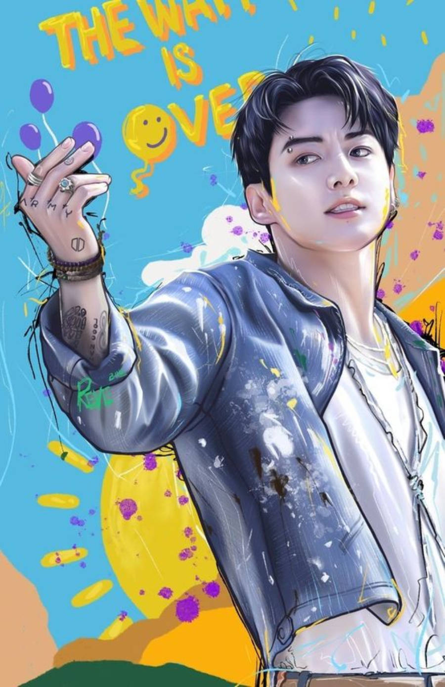 Teléfono Colorido de Anime Jungkook Fondos de pantalla