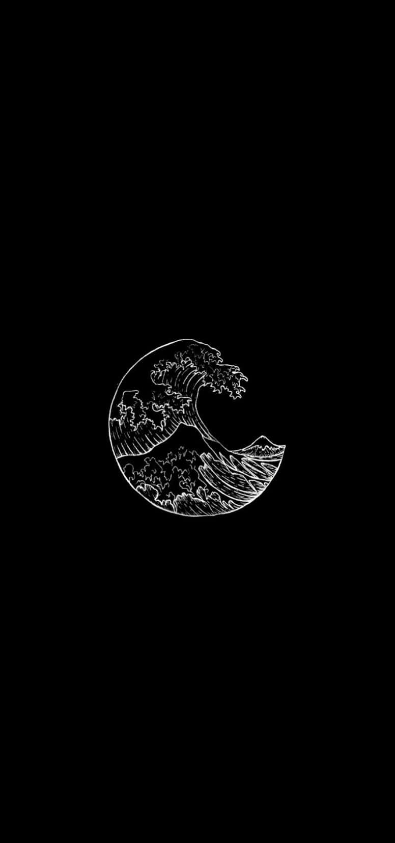 Teléfono con arte de La Gran Ola en blanco y negro estético Fondos de pantalla