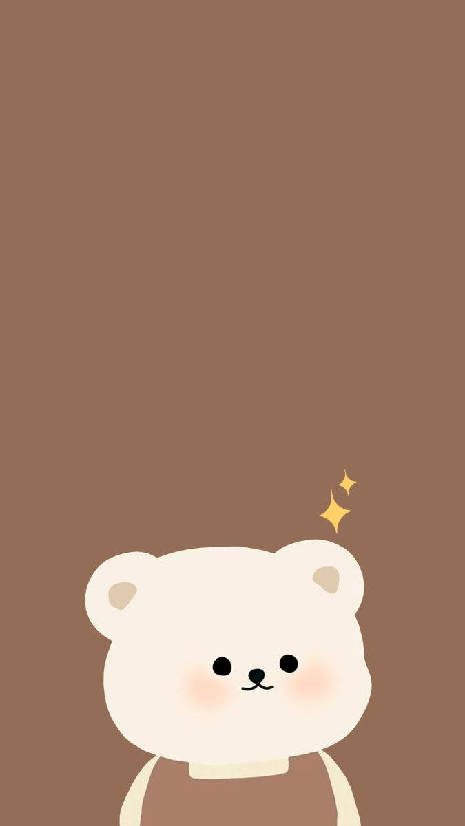 Teléfono estético beige con oso blanco Fondos de pantalla