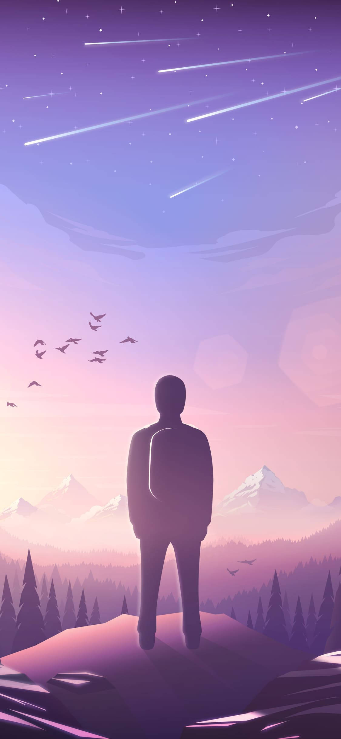 Teléfono Estético Púrpura Hombre en una Montaña Fondos de pantalla