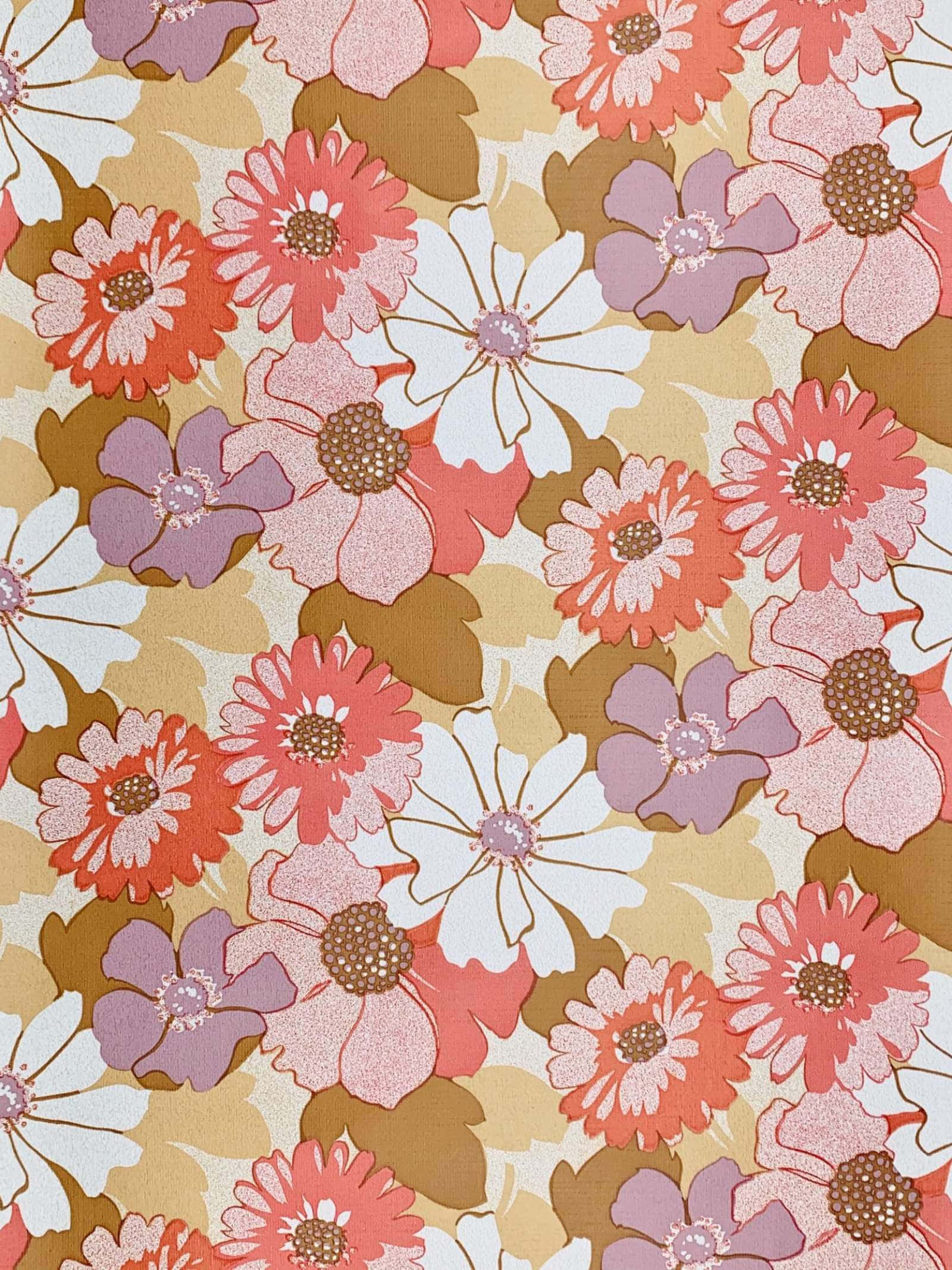 Teléfono Floral Rosa Pastel de los 70 Fondos de pantalla