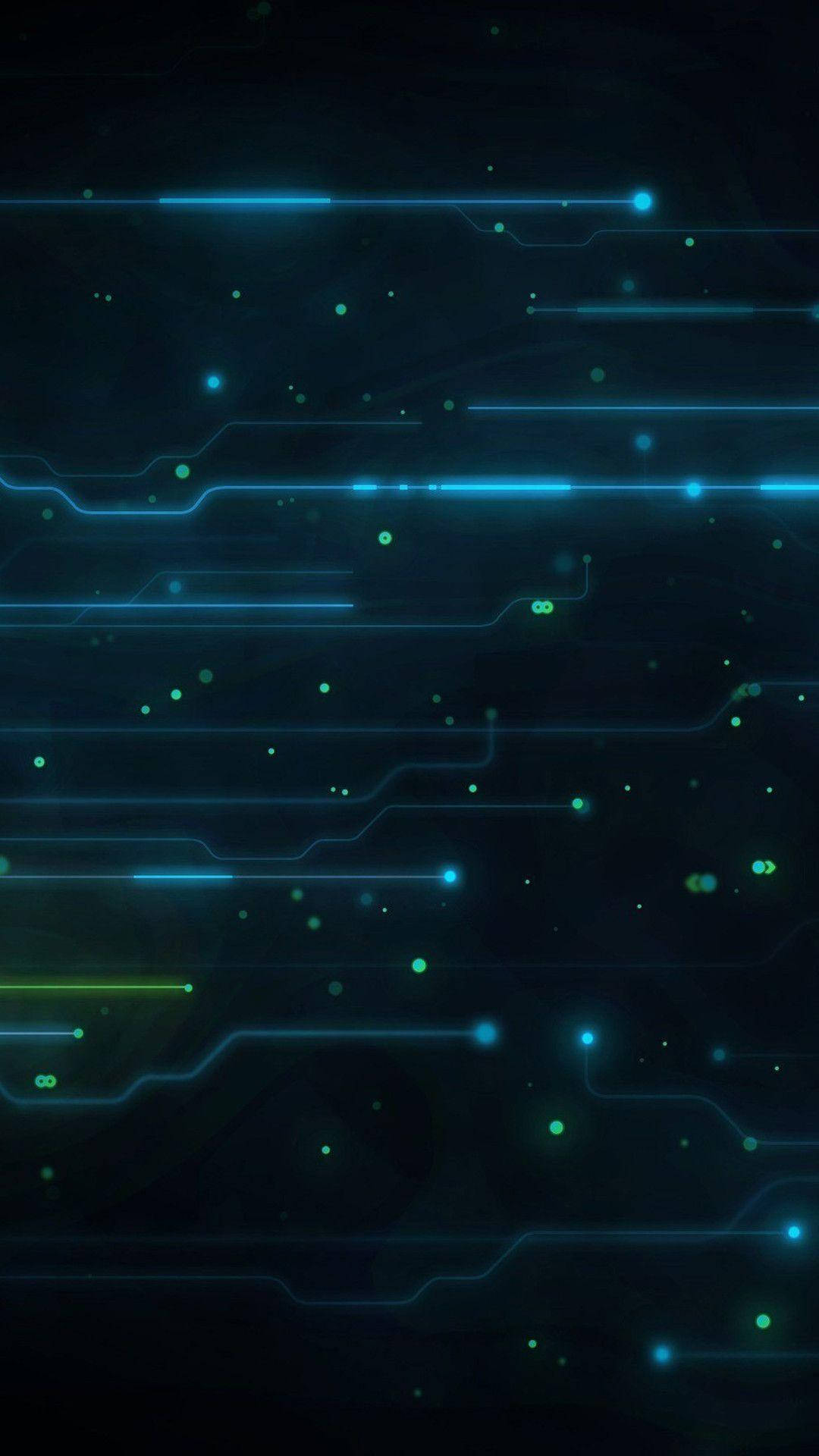 Teléfono oscuro con luces de circuito azules Fondos de pantalla