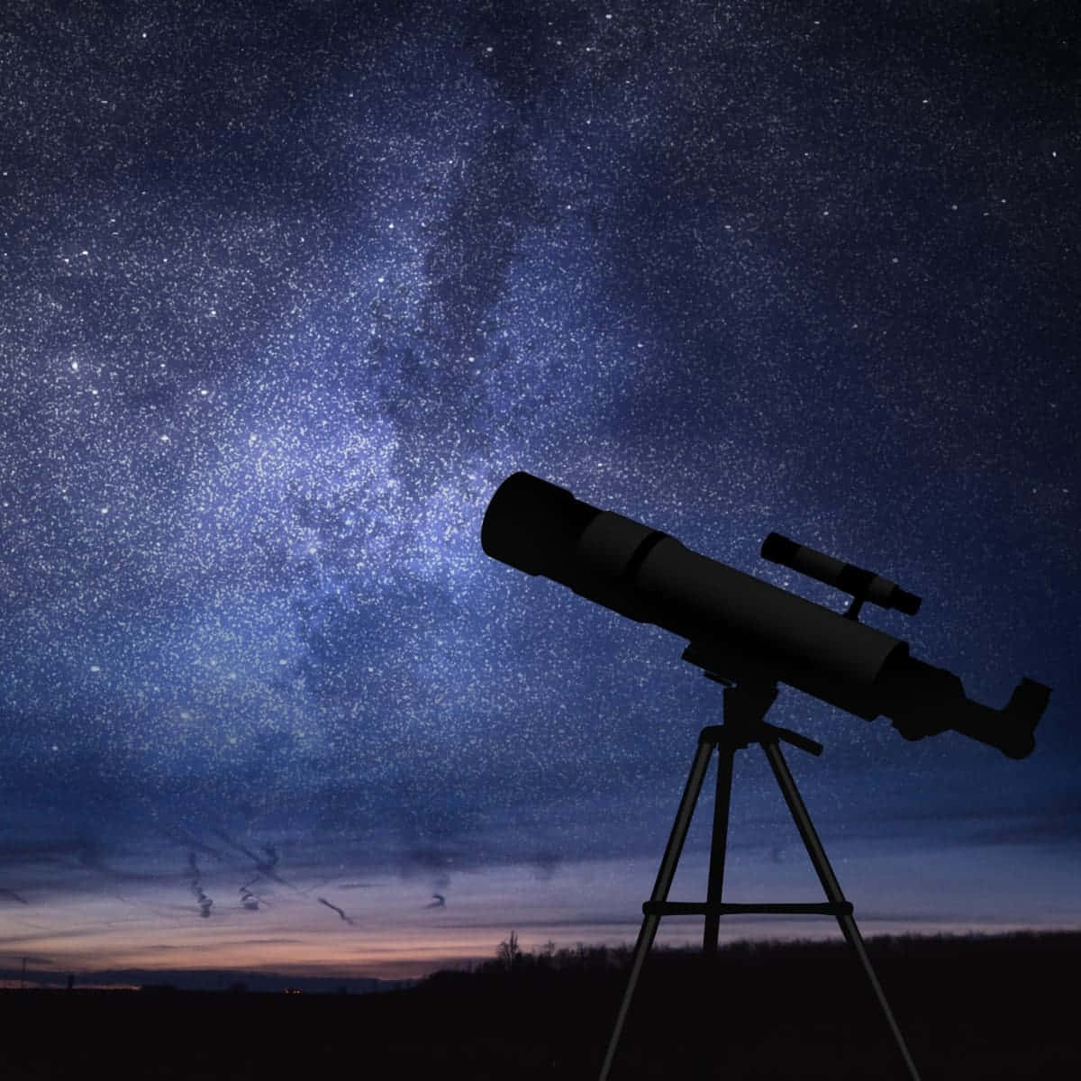 Telescopio de astronomía contra el cielo estrellado Fondos de pantalla