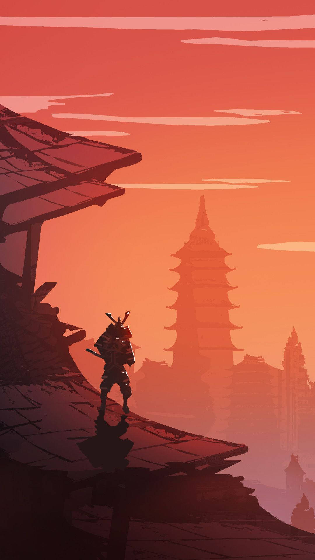 Templo Samurái Japonés al Atardecer Fondos de pantalla