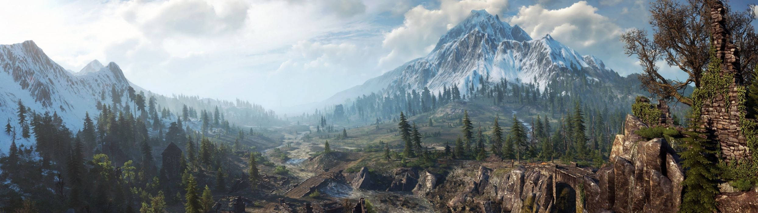 the elder scrolls iii - una escena de montaña con árboles y nieve Fondos de pantalla