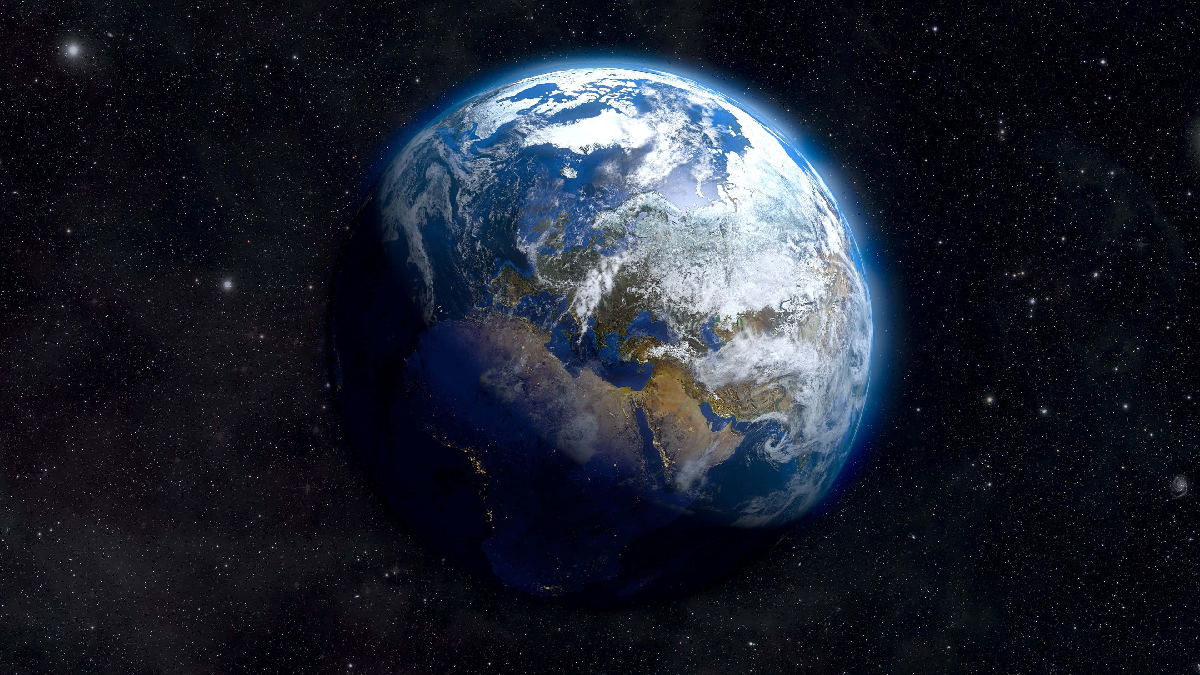 Tierra en el espacio con estrellas y planetas Fondos de pantalla