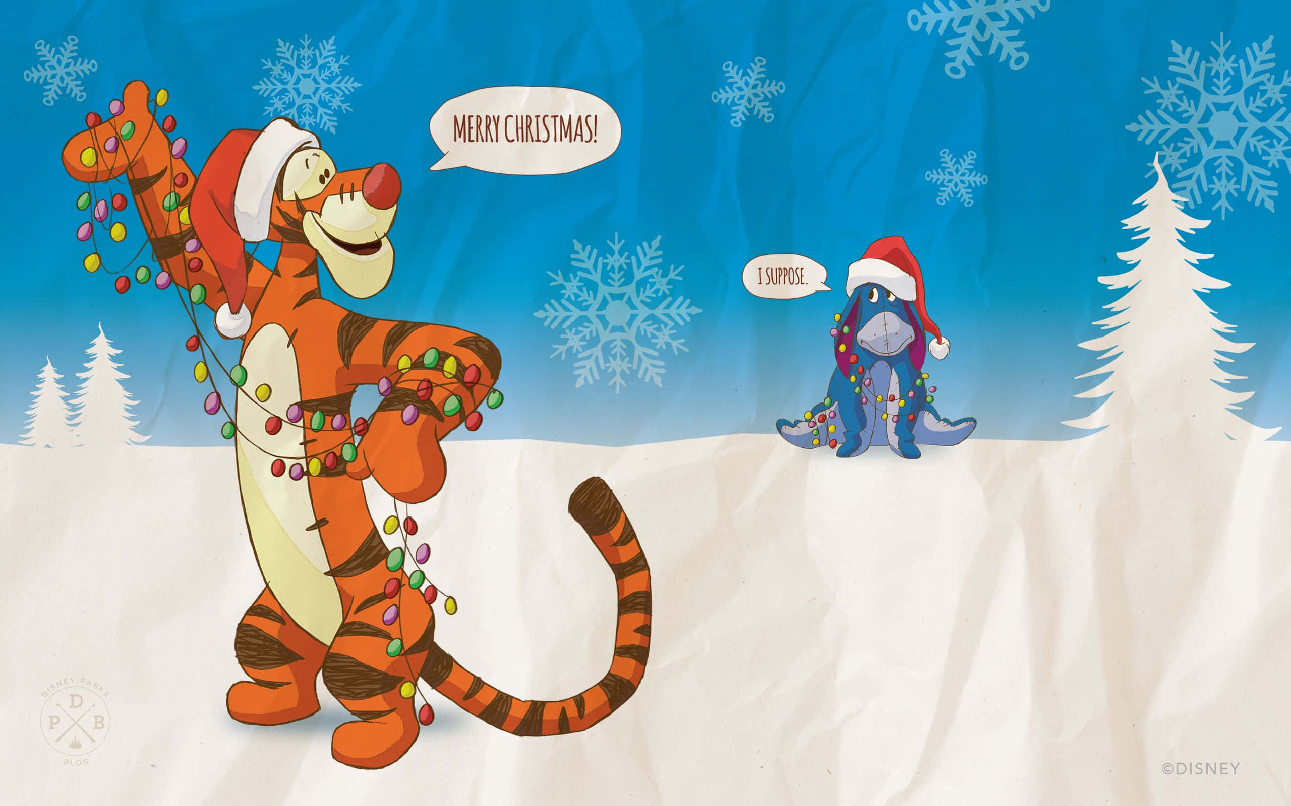 Tigger y Santa Claus en la nieve Fondos de pantalla