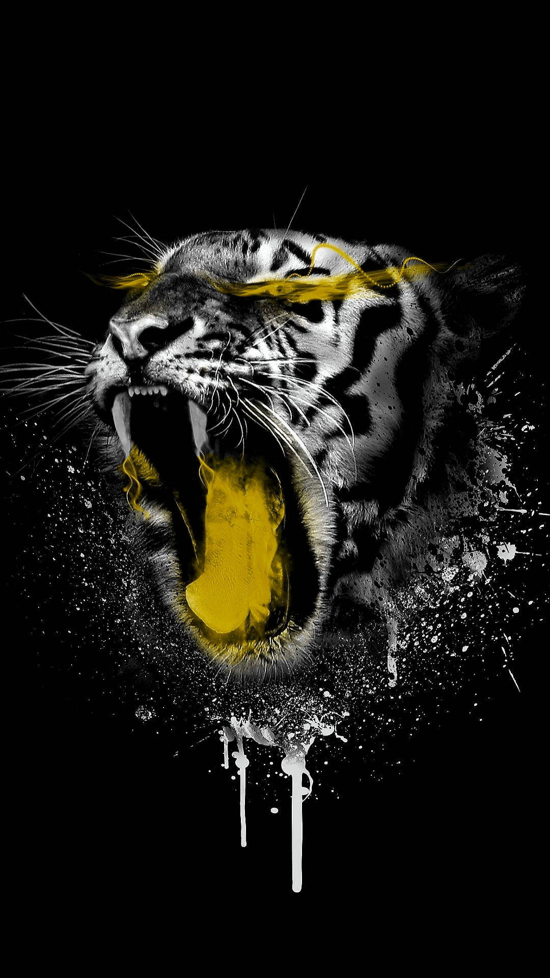 Tigre Enojado Amarillo Neón Fondos de pantalla