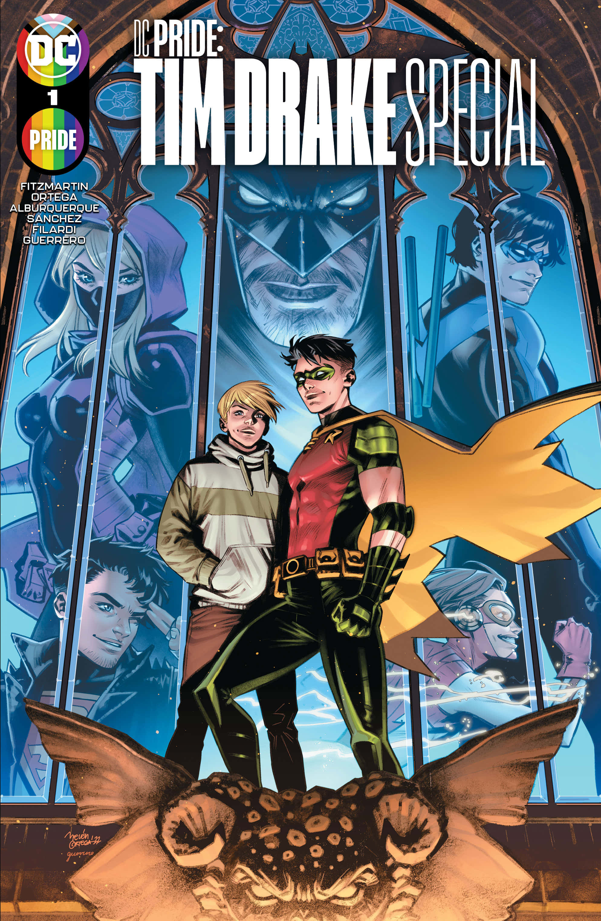 Tim Drake balanceándose en acción como Red Robin en un paisaje urbano Fondos de pantalla